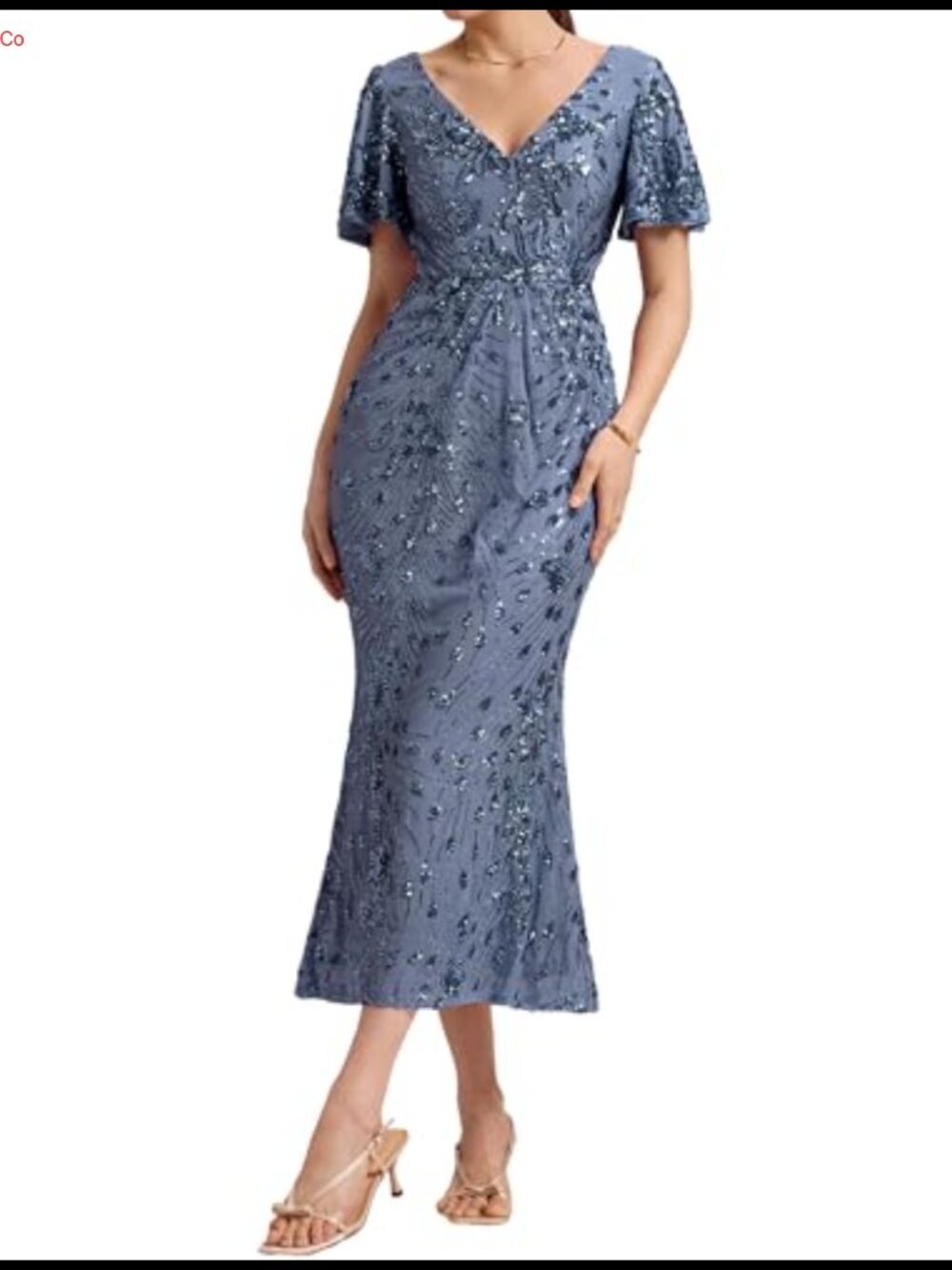 Ever-Pretty V-Neck Maxi Formal Evening Gown Sequin Tulle Bodycon Dress